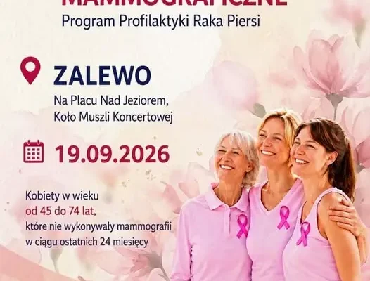 Bezpłatne badania mammograficzne w Zalewie – 19 września 2026