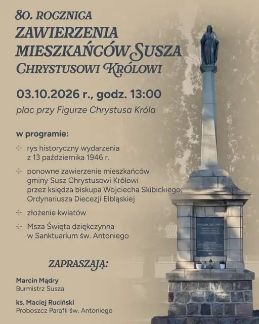 Susz: 80. rocznica powierzenia mieszkańców Chrystusowi Królowi