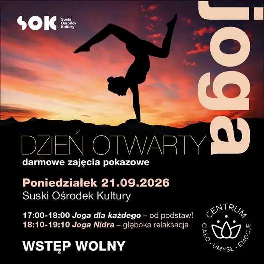 Dzień Otwarty Jogi w Suskim Ośrodku Kultury – bezpłatne zajęcia pokazowe 21 września