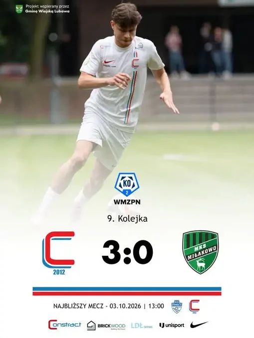 Constract Lubawa wygrywa z beniaminkiem MKS Miłakowo 3:0