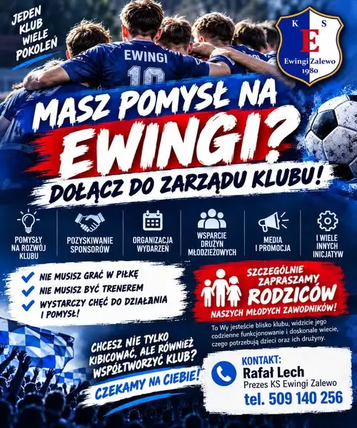 KS Ewingi Zalewo szuka nowych członków zarządu – dołącz do klubu!
