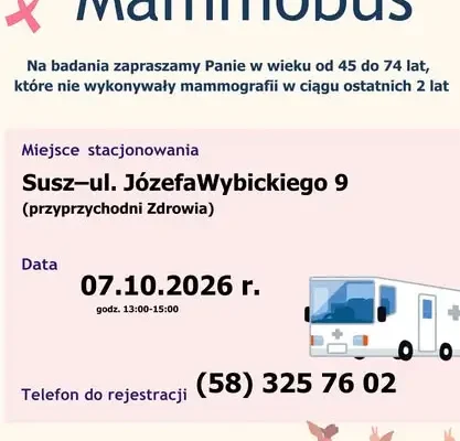 Mammobus w Suszu – bezpłatna mammografia już 7 października