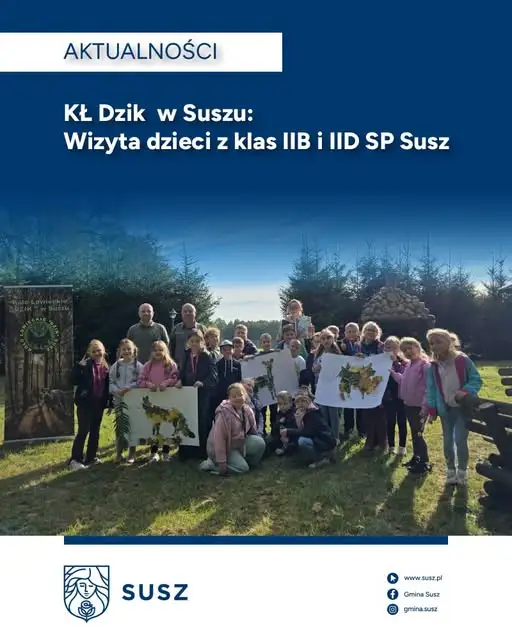 Koło Łowieckie „Dzik” z Susza gościło uczniów klas IIB i IID Szkoły Podstawowej im. gen. Józefa Bema