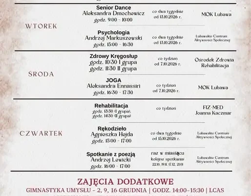 Uniwersytet Trzeciego Wieku w Lubawie startuje z nowym rokiem akademickim 2026/2027