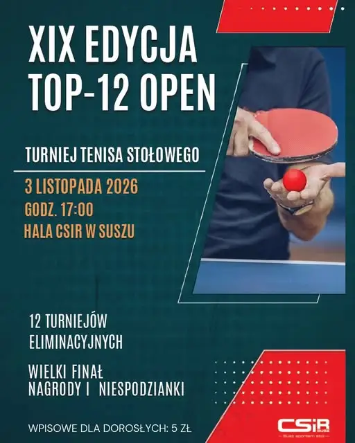 Tenis stołowy w Suszu: startuje XIX edycja TOP-12