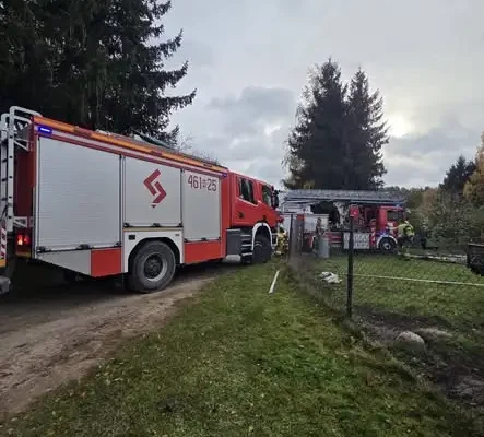 Pożar poddasza w Murawkach – akcja strażaków z OSP Zalewo i JRG Iława