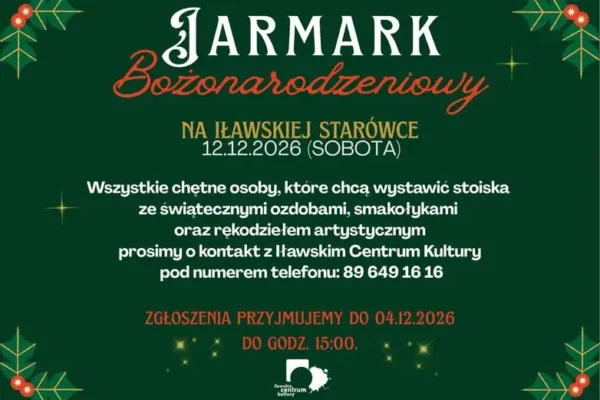 Iława szuka wystawców na Jarmark Bożonarodzeniowy 2026