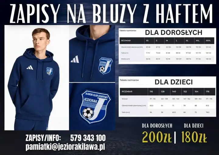 Bluzy adidas z herbem Jezioraka – zapisy do 11 listopada